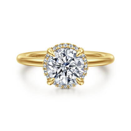Bonnie - 14K Yellow Gold Round Hidden Halo Diamond Engagement Ring