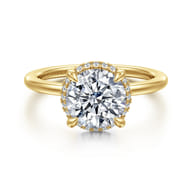 Bonnie - 14K Yellow Gold Round Hidden Halo Diamond Engagement Ring