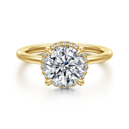 Bonnie - 14K Yellow Gold Round Hidden Halo Diamond Engagement Ring