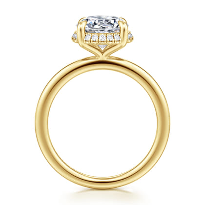 Bonnie - 14K Yellow Gold Round Hidden Halo Diamond Engagement Ring