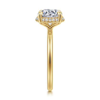 Bonnie - 14K Yellow Gold Round Hidden Halo Diamond Engagement Ring