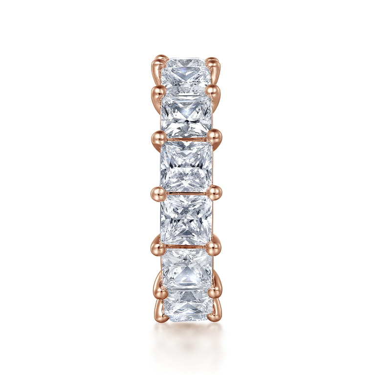 Eternity Band Wedding Ring in 14k Rose Gold with Princess Cut Natural Diamond at Gabriel & Co. - Shot 4