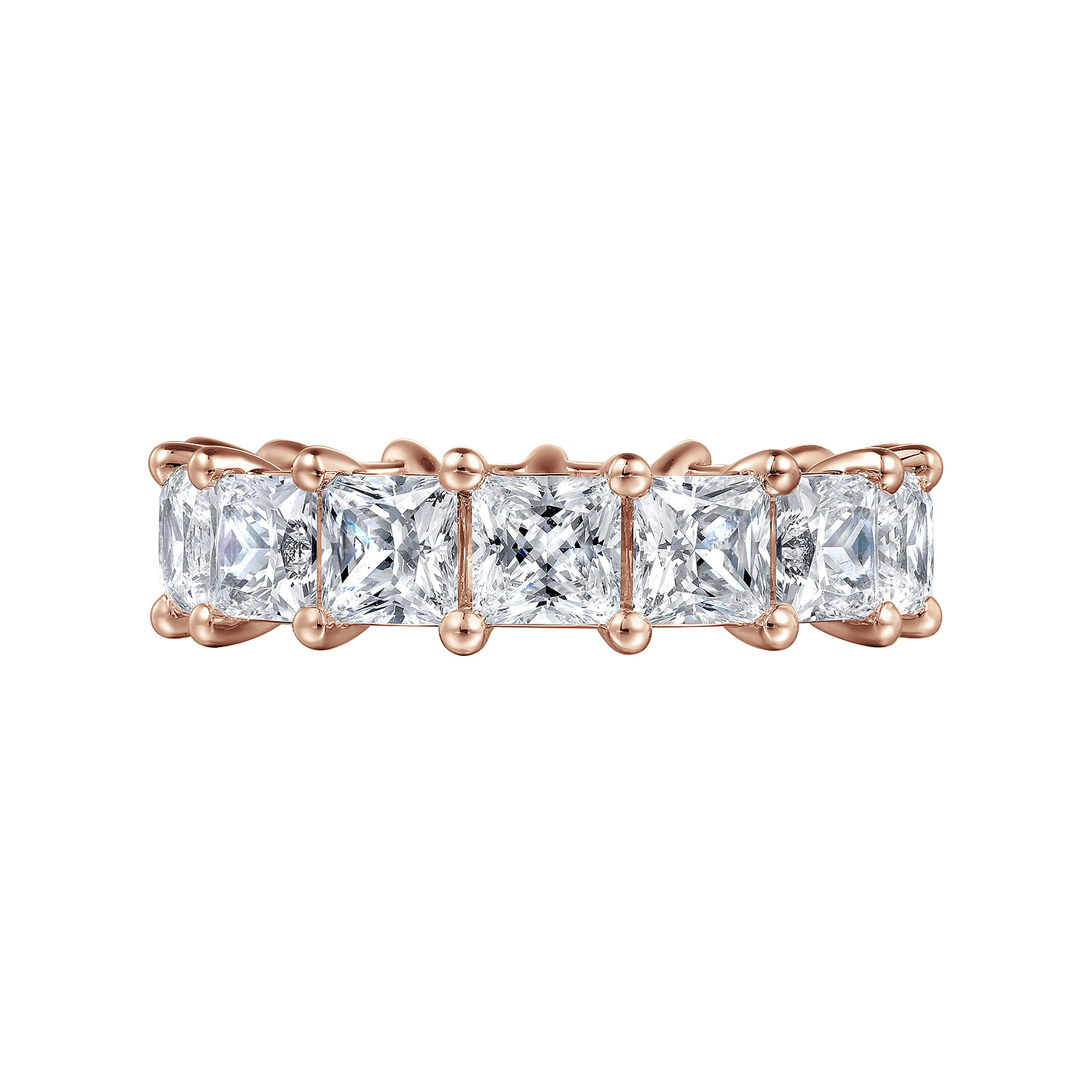 Bordeaux - 14K Rose Gold Princess Cut Shared Prong Diamond Eternity Band