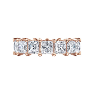 Bordeaux - 14K Rose Gold Princess Cut Shared Prong Diamond Eternity Band