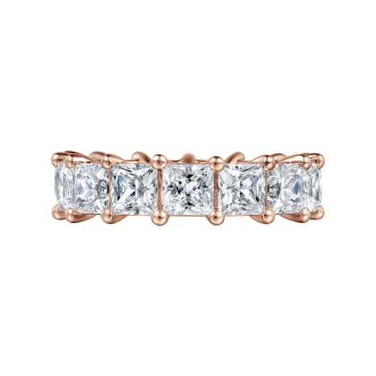 Bordeaux - 14K Rose Gold Princess Cut Shared Prong Diamond Eternity Band
