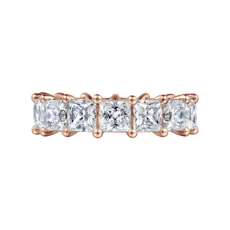 Eternity Band Wedding Ring in 14k Rose Gold with Princess Cut Natural Diamond at Gabriel & Co. - Shot 5