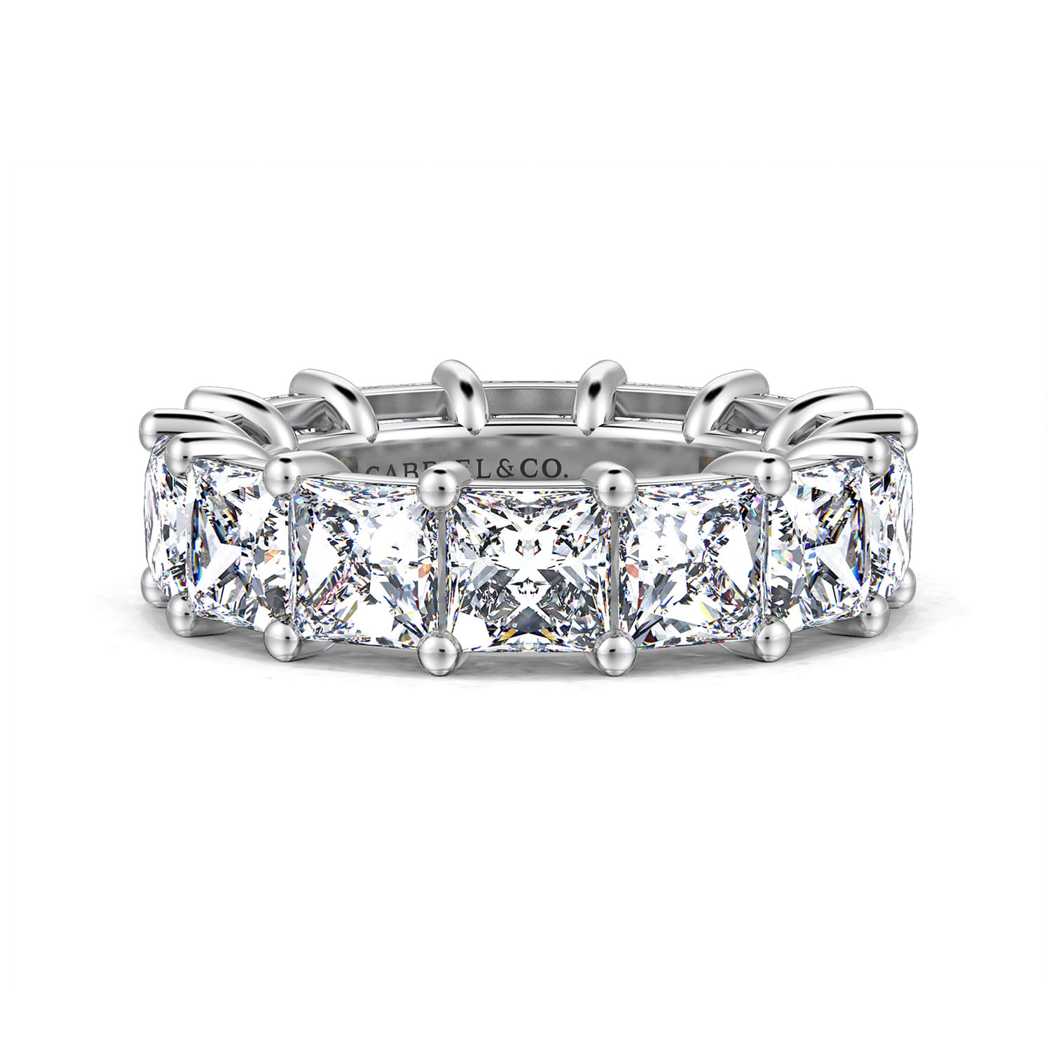 Eternity Band Wedding Ring in 14k White Gold with Princess Cut Natural Diamond at Gabriel & Co. - Shot 1