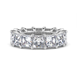 14K White Gold Princess Cut Shared Prong Diamond Eternity Band