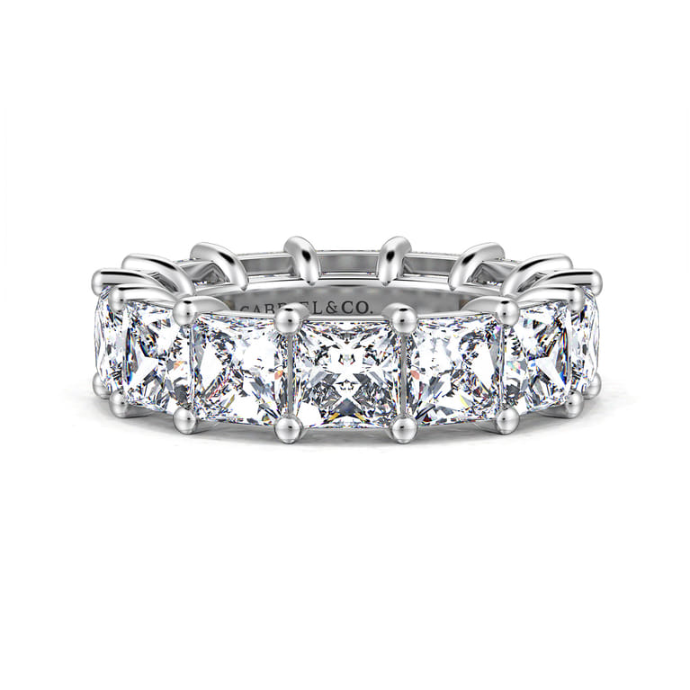 Eternity Band Wedding Ring in 14k White Gold with Princess Cut Natural Diamond at Gabriel & Co. - Shot 1