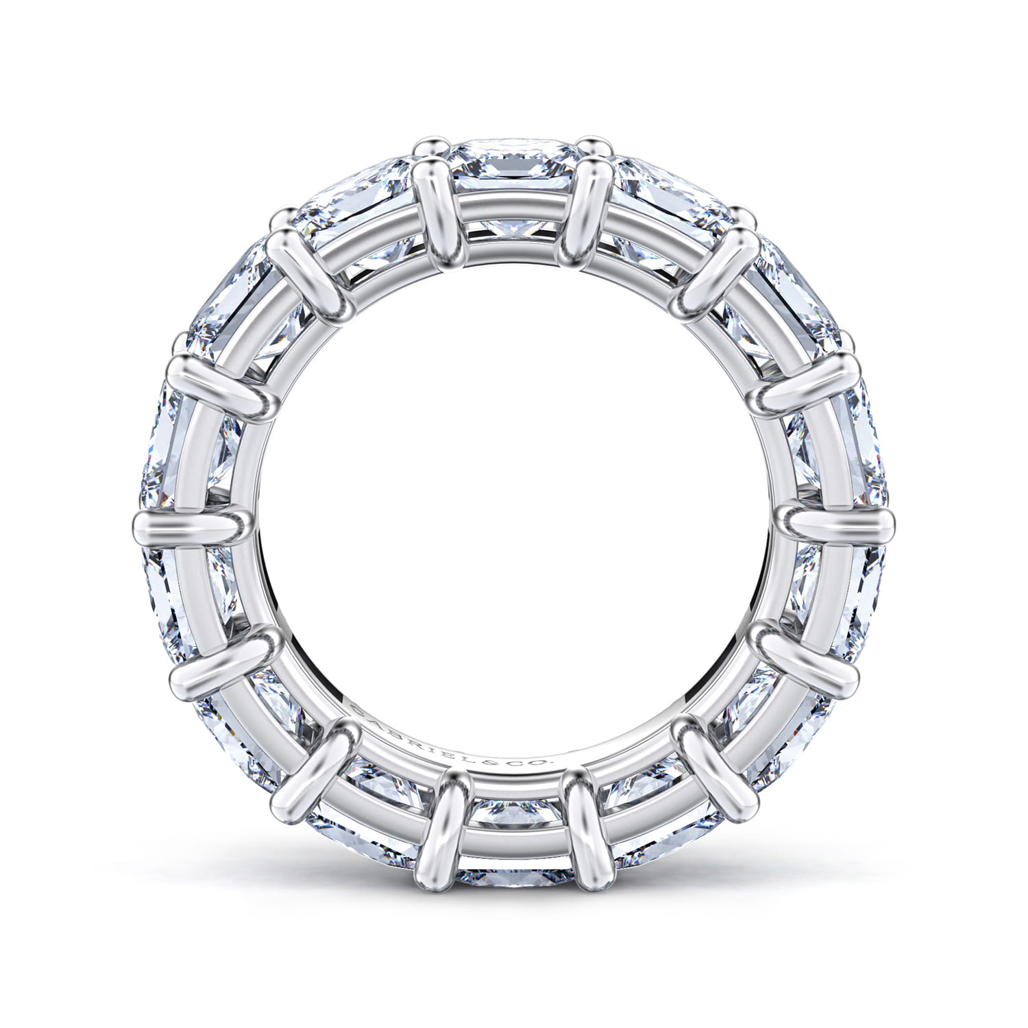 Eternity Band Wedding Ring in 14k White Gold with Princess Cut Natural Diamond at Gabriel & Co. - Shot 2
