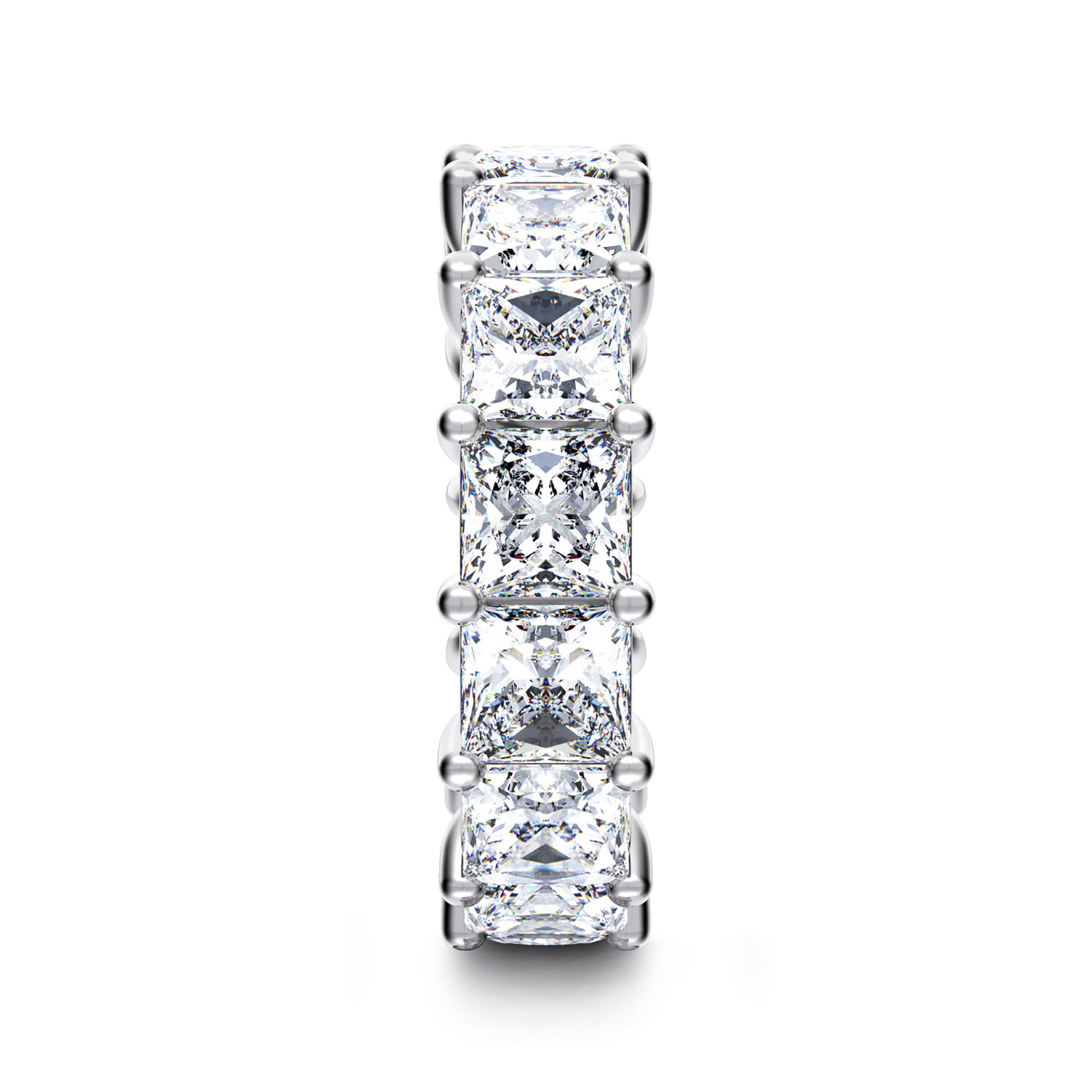 Eternity Band Wedding Ring in 14k White Gold with Princess Cut Natural Diamond at Gabriel & Co. - Shot 4