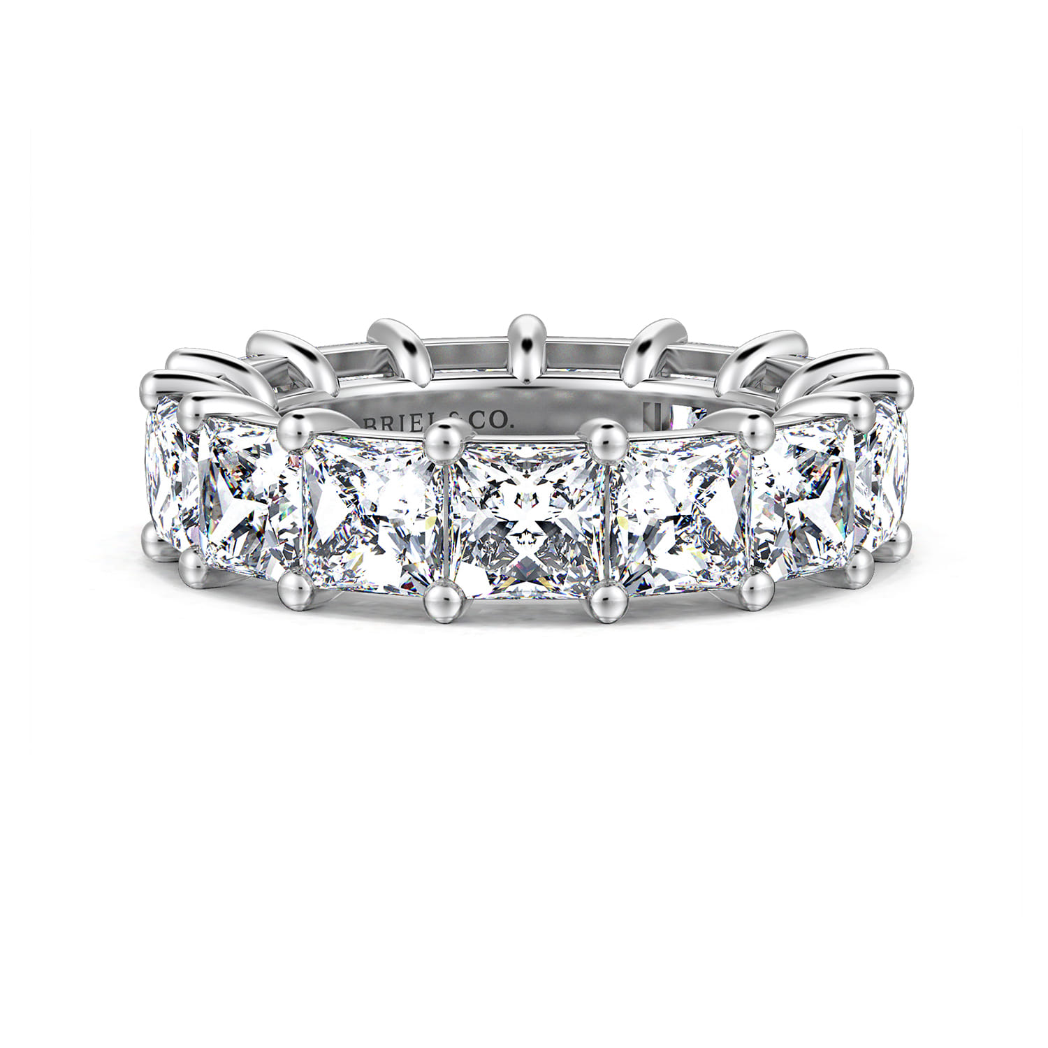 Eternity Band Wedding Ring in 14k White Gold with Princess Cut Natural Diamond at Gabriel & Co. - Shot 1