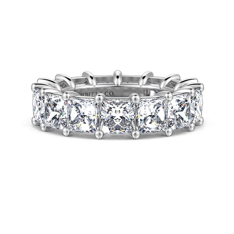 Eternity Band Wedding Ring in 14k White Gold with Princess Cut Natural Diamond at Gabriel & Co. - Shot 1