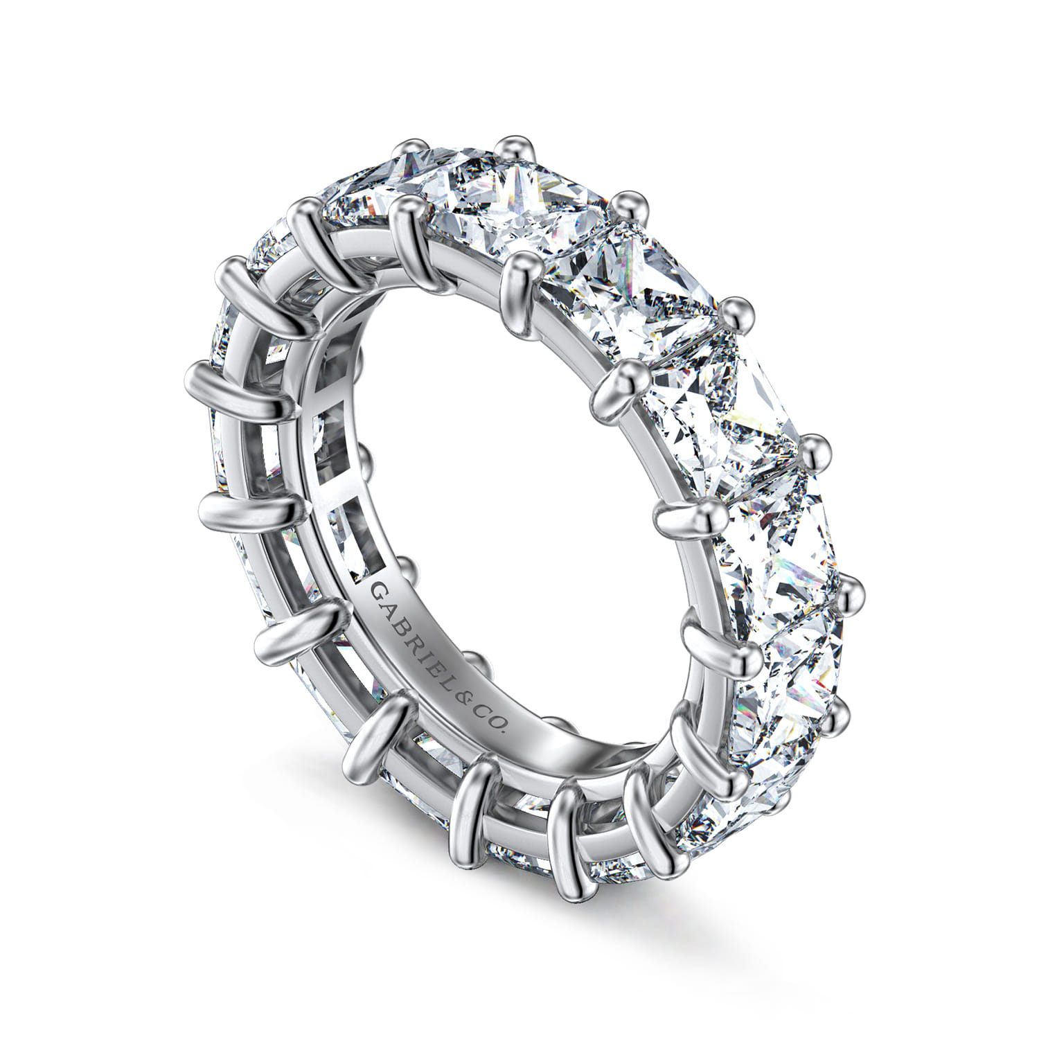 Eternity Band Wedding Ring in 14k White Gold with Princess Cut Natural Diamond at Gabriel & Co. - Shot 3