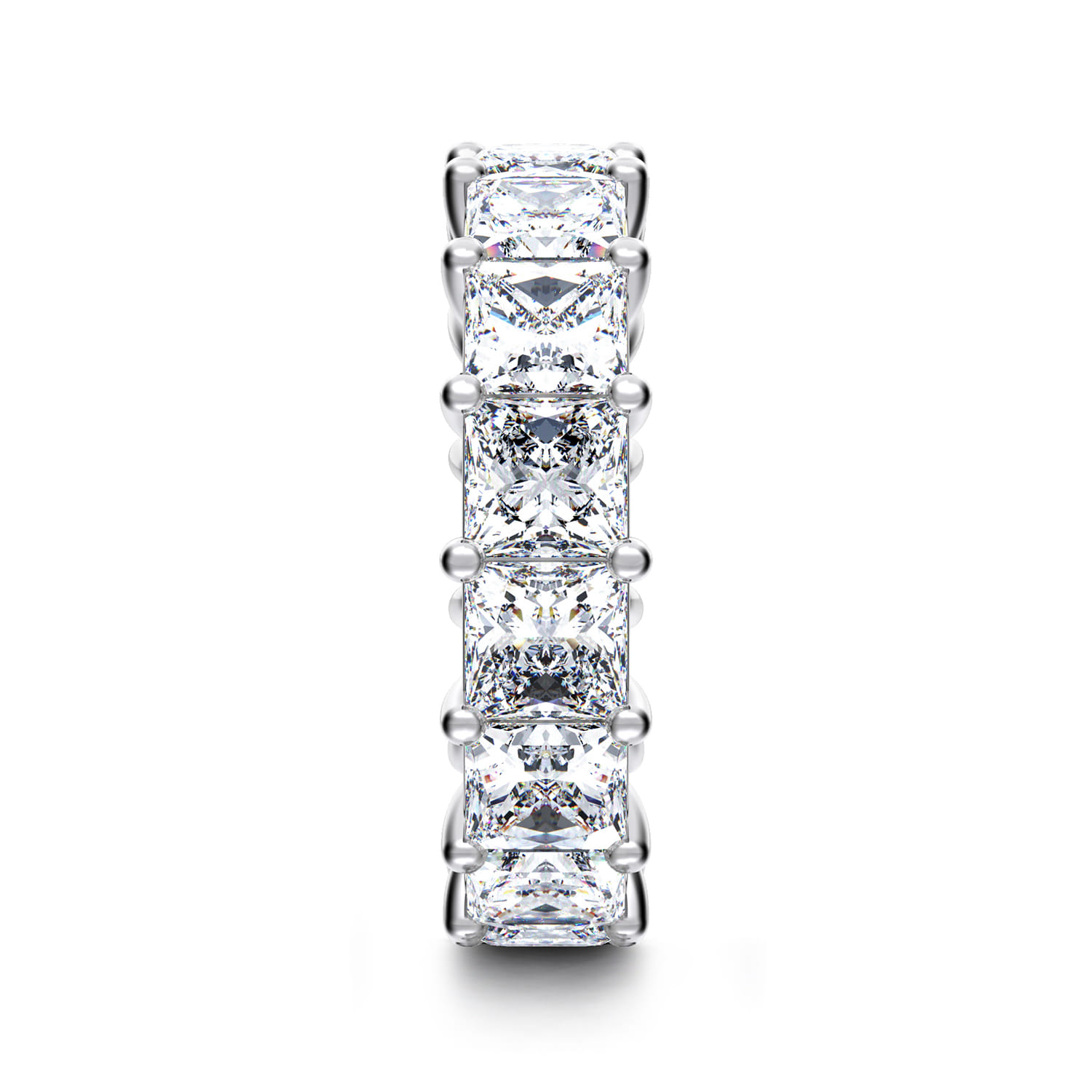 Eternity Band Wedding Ring in 14k White Gold with Princess Cut Natural Diamond at Gabriel & Co. - Shot 4