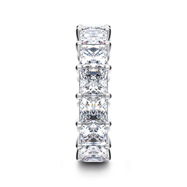 Eternity Band Wedding Ring in 14k White Gold with Princess Cut Natural Diamond at Gabriel & Co. - Shot 4