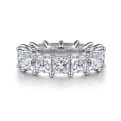 Bordeaux - 14K White Gold Princess Cut Shared Prong Diamond Eternity Band
