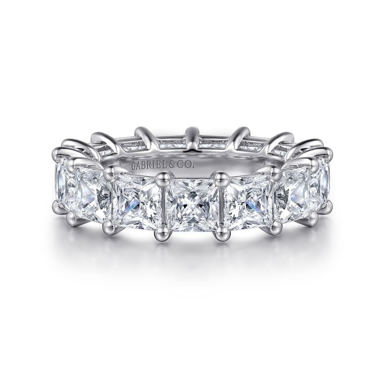 Eternity Band Wedding Ring in 14k White Gold with Princess Cut Natural Diamond at Gabriel & Co.