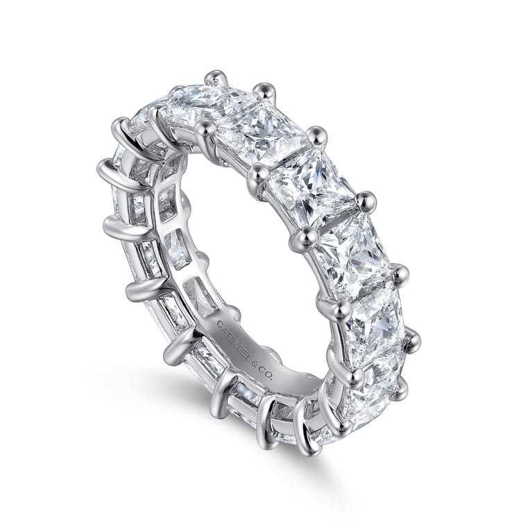 Eternity Band Wedding Ring in 14k White Gold with Princess Cut Natural Diamond at Gabriel & Co. - Shot 3