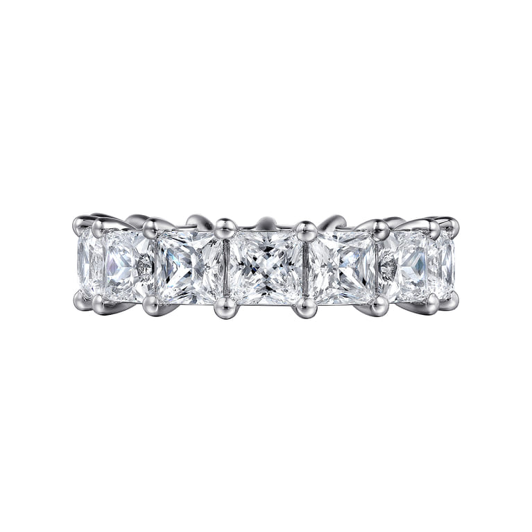 Eternity Band Wedding Ring in 14k White Gold with Princess Cut Natural Diamond at Gabriel & Co. - Shot 6