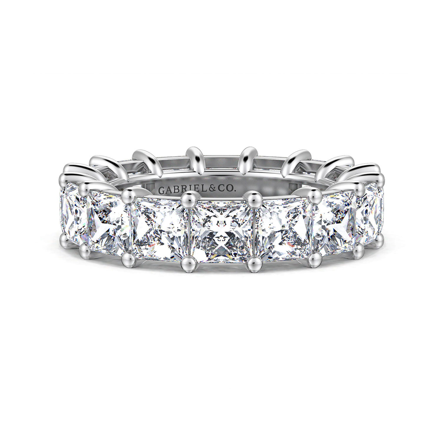 Eternity Band Wedding Ring in 14k White Gold with Princess Cut Natural Diamond at Gabriel & Co. - Shot 1