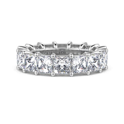 Bordeaux - 14K White Gold Princess Cut Shared Prong Diamond Eternity Band