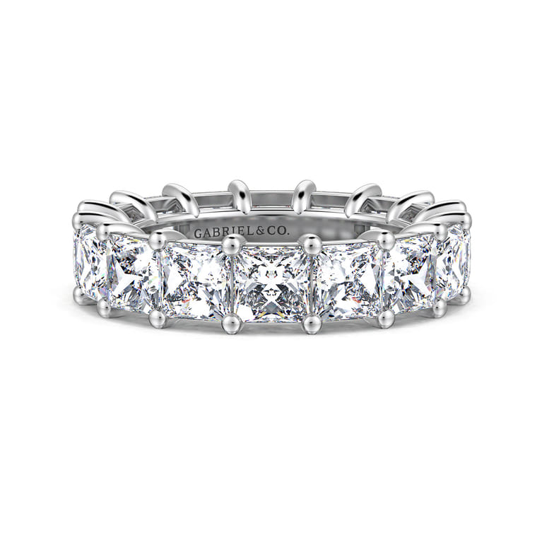 Eternity Band Wedding Ring in 14k White Gold with Princess Cut Natural Diamond at Gabriel & Co. - Shot 1