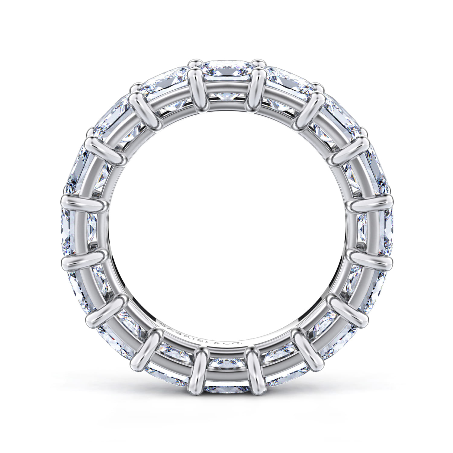 Eternity Band Wedding Ring in 14k White Gold with Princess Cut Natural Diamond at Gabriel & Co. - Shot 2