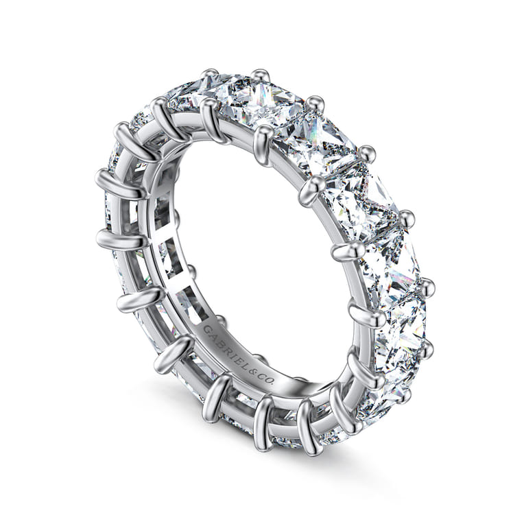 Eternity Band Wedding Ring in 14k White Gold with Princess Cut Natural Diamond at Gabriel & Co. - Shot 3