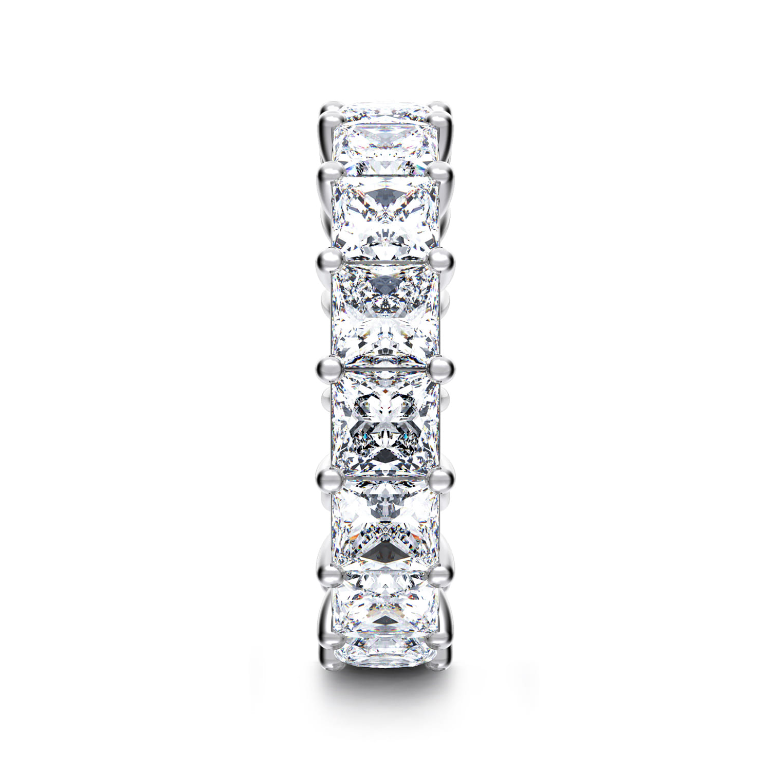 Eternity Band Wedding Ring in 14k White Gold with Princess Cut Natural Diamond at Gabriel & Co. - Shot 4