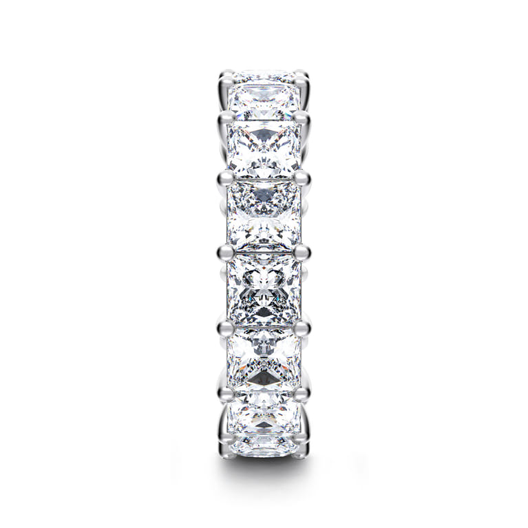 Eternity Band Wedding Ring in 14k White Gold with Princess Cut Natural Diamond at Gabriel & Co. - Shot 4