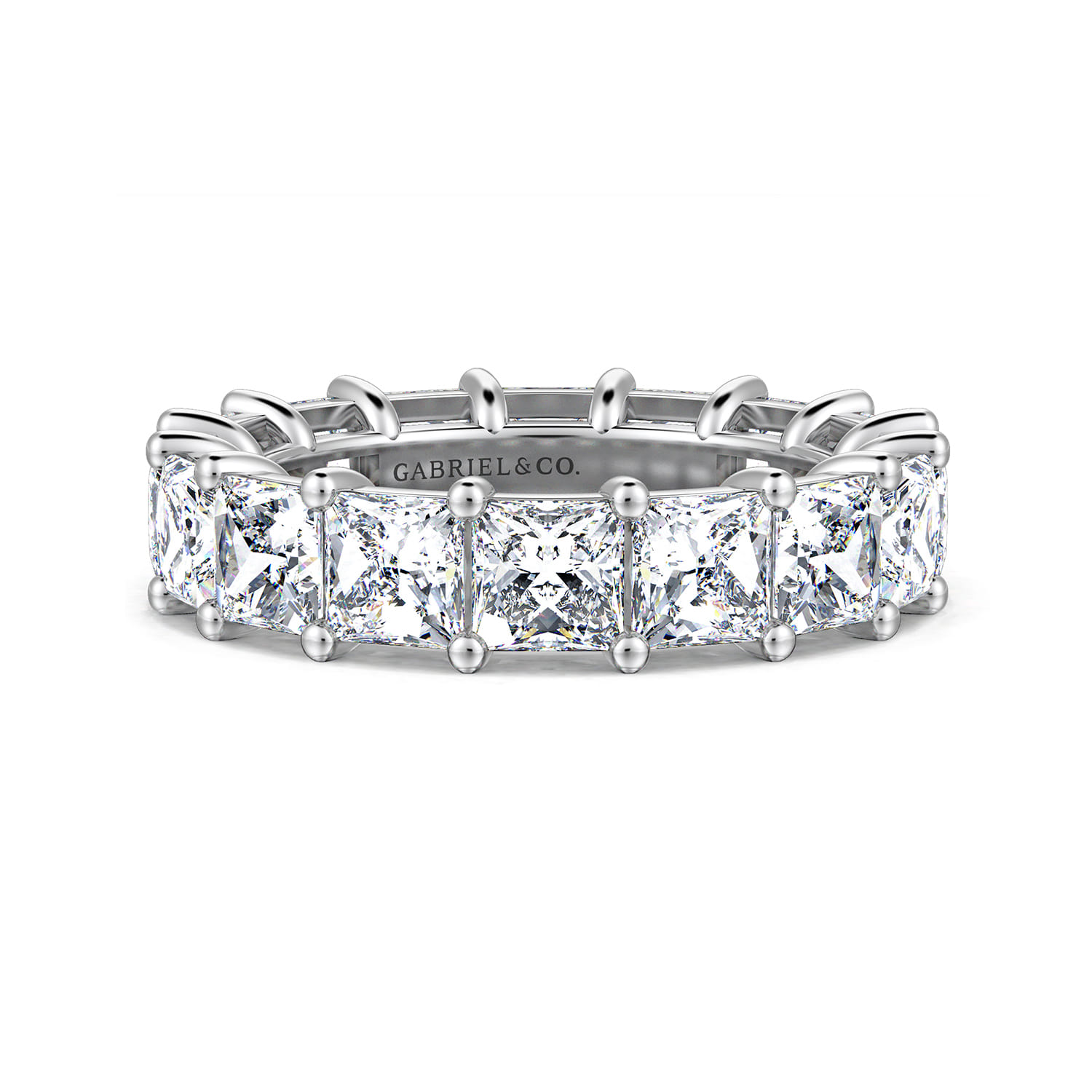 Eternity Band Wedding Ring in 14k White Gold with Princess Cut Natural Diamond at Gabriel & Co. - Shot 1