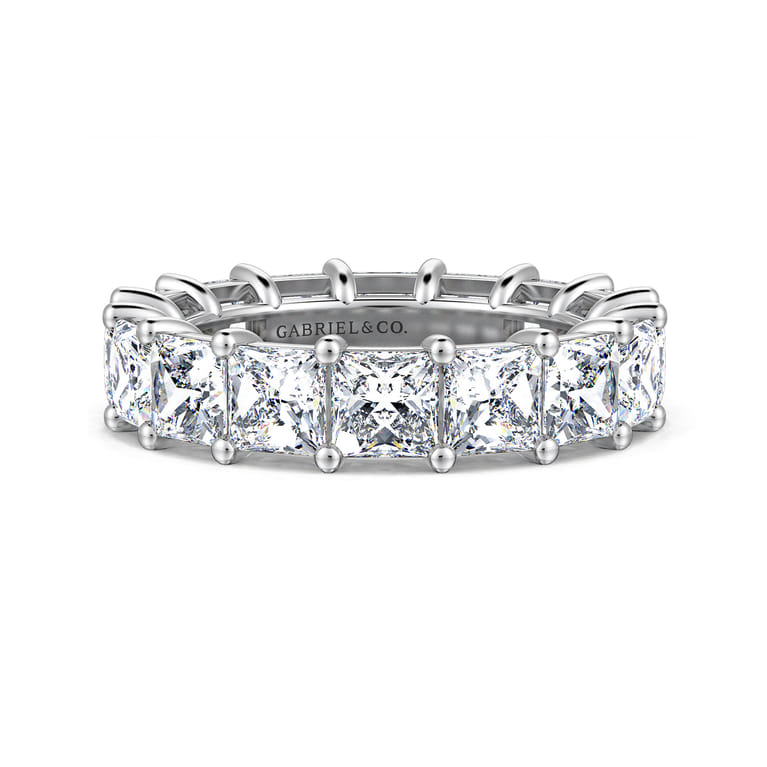Eternity Band Wedding Ring in 14k White Gold with Princess Cut Natural Diamond at Gabriel & Co. - Shot 1