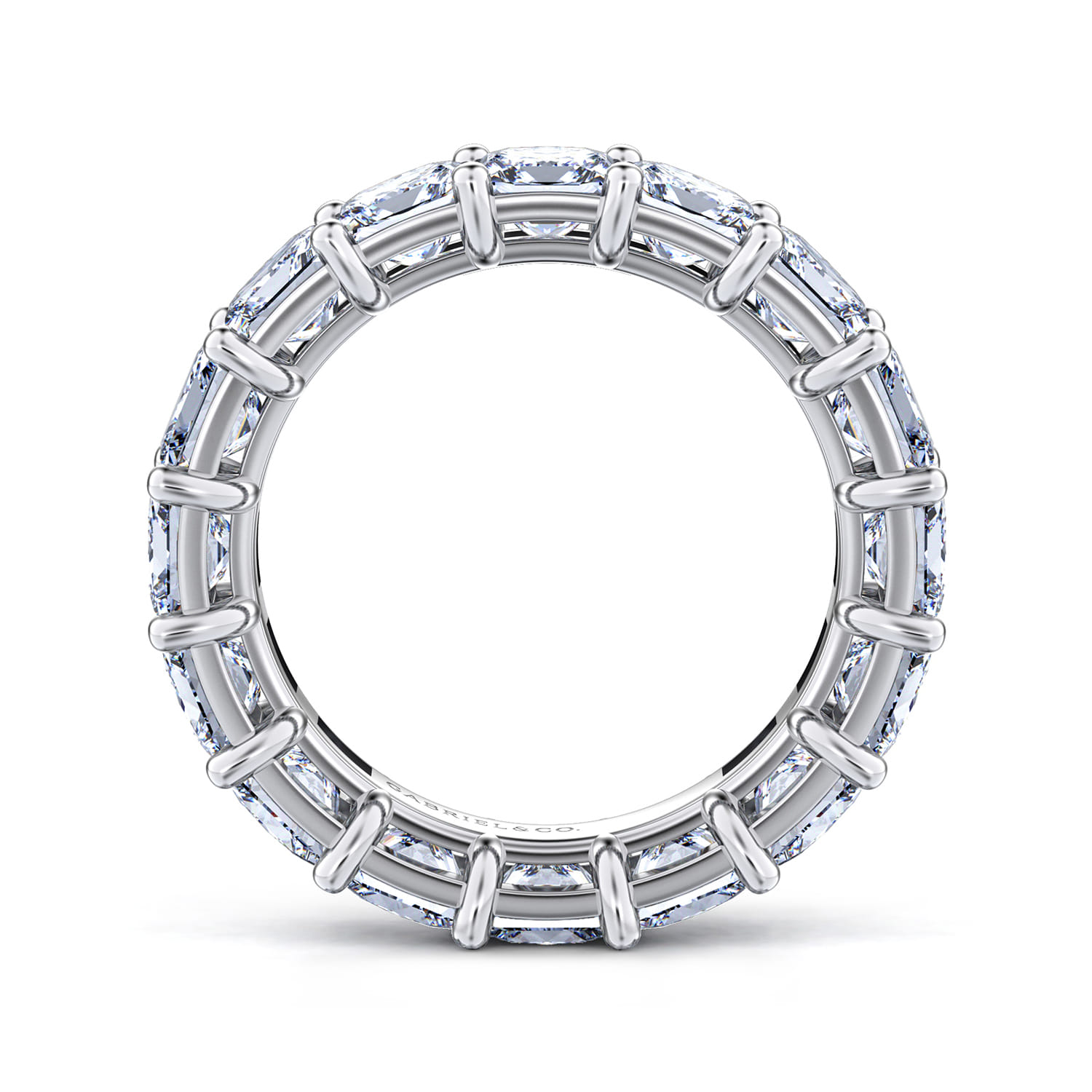 Eternity Band Wedding Ring in 14k White Gold with Princess Cut Natural Diamond at Gabriel & Co. - Shot 2