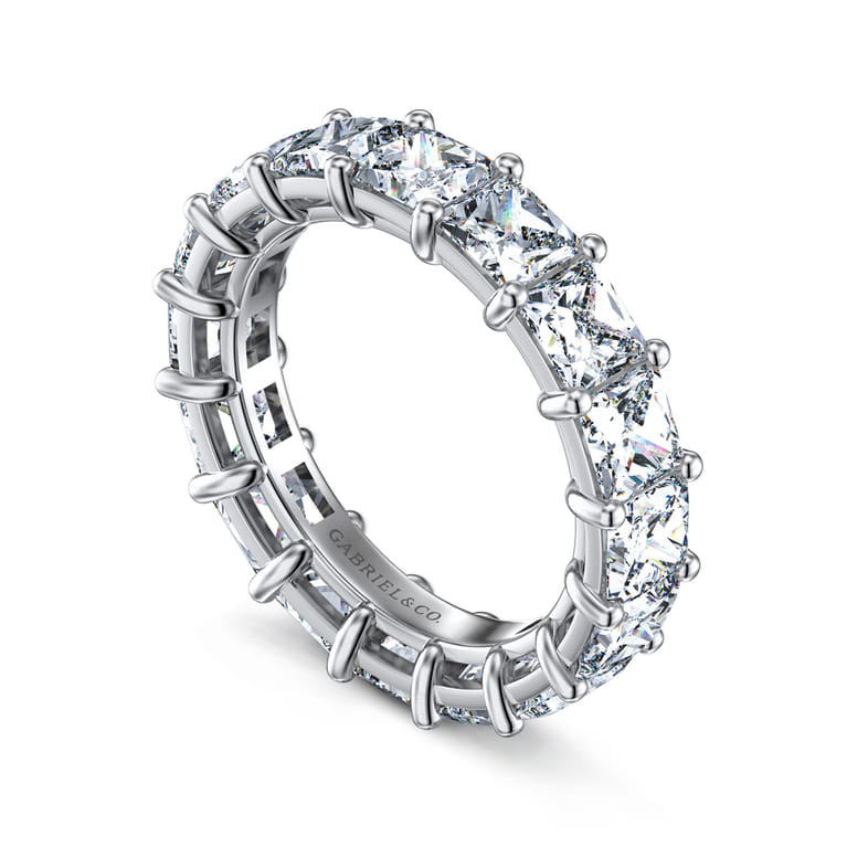Eternity Band Wedding Ring in 14k White Gold with Princess Cut Natural Diamond at Gabriel & Co. - Shot 3