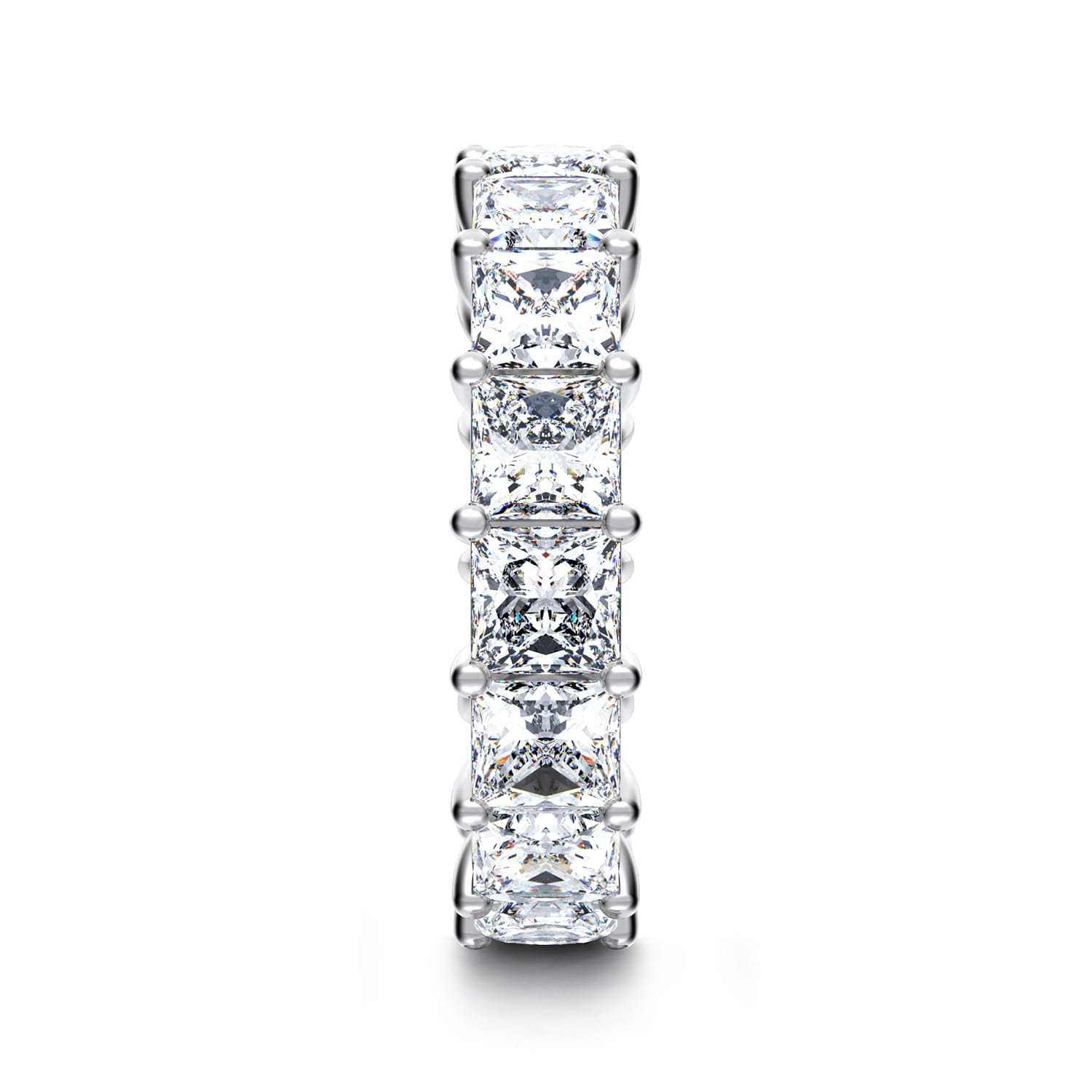Eternity Band Wedding Ring in 14k White Gold with Princess Cut Natural Diamond at Gabriel & Co. - Shot 4
