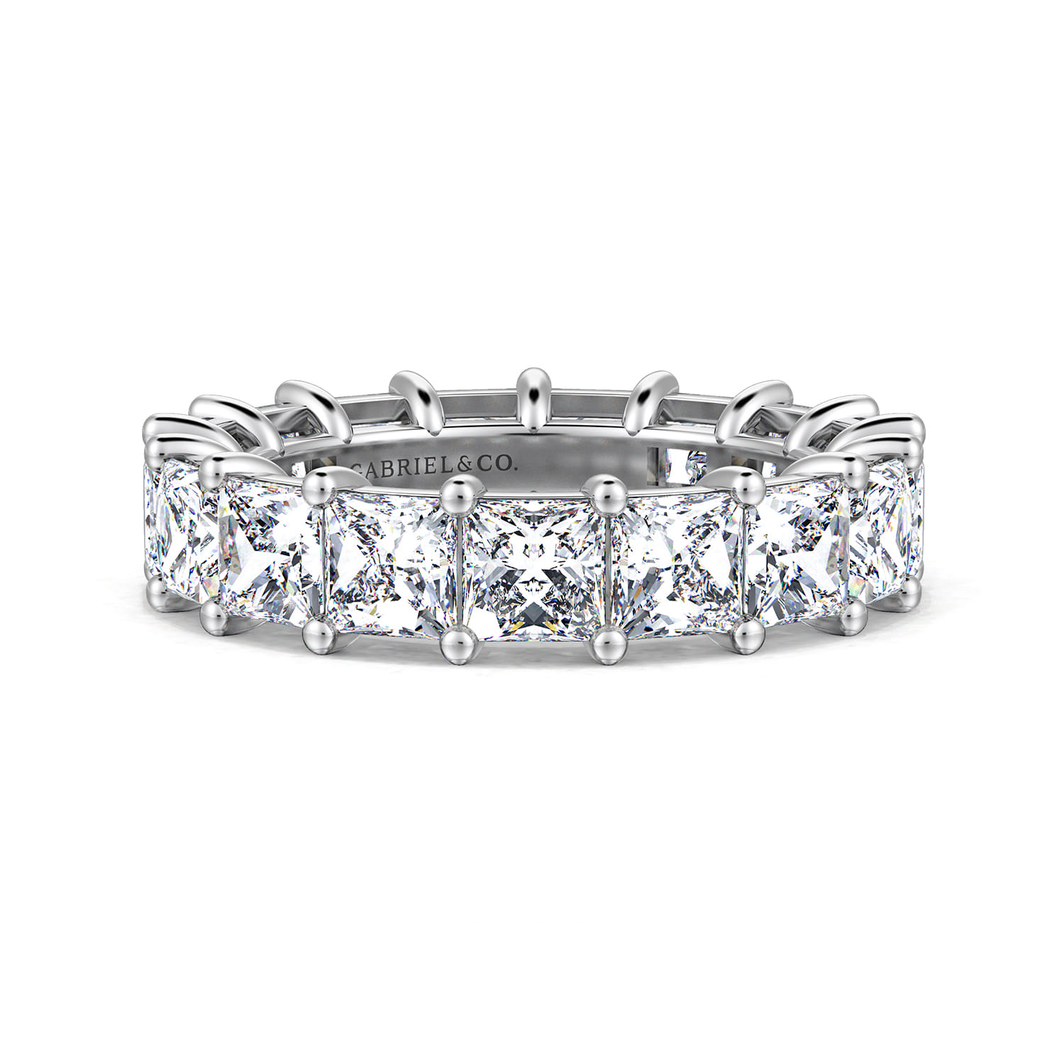 Eternity Band Wedding Ring in 14k White Gold with Princess Cut Natural Diamond at Gabriel & Co. - Shot 1