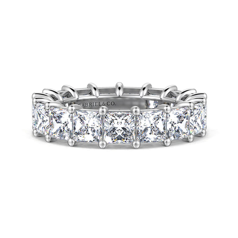 Eternity Band Wedding Ring in 14k White Gold with Princess Cut Natural Diamond at Gabriel & Co. - Shot 1