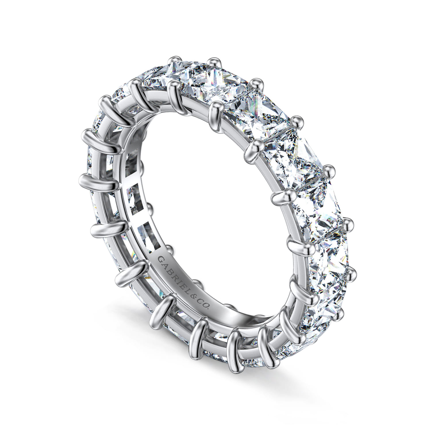 Eternity Band Wedding Ring in 14k White Gold with Princess Cut Natural Diamond at Gabriel & Co. - Shot 3
