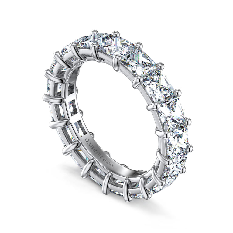 Eternity Band Wedding Ring in 14k White Gold with Princess Cut Natural Diamond at Gabriel & Co. - Shot 3