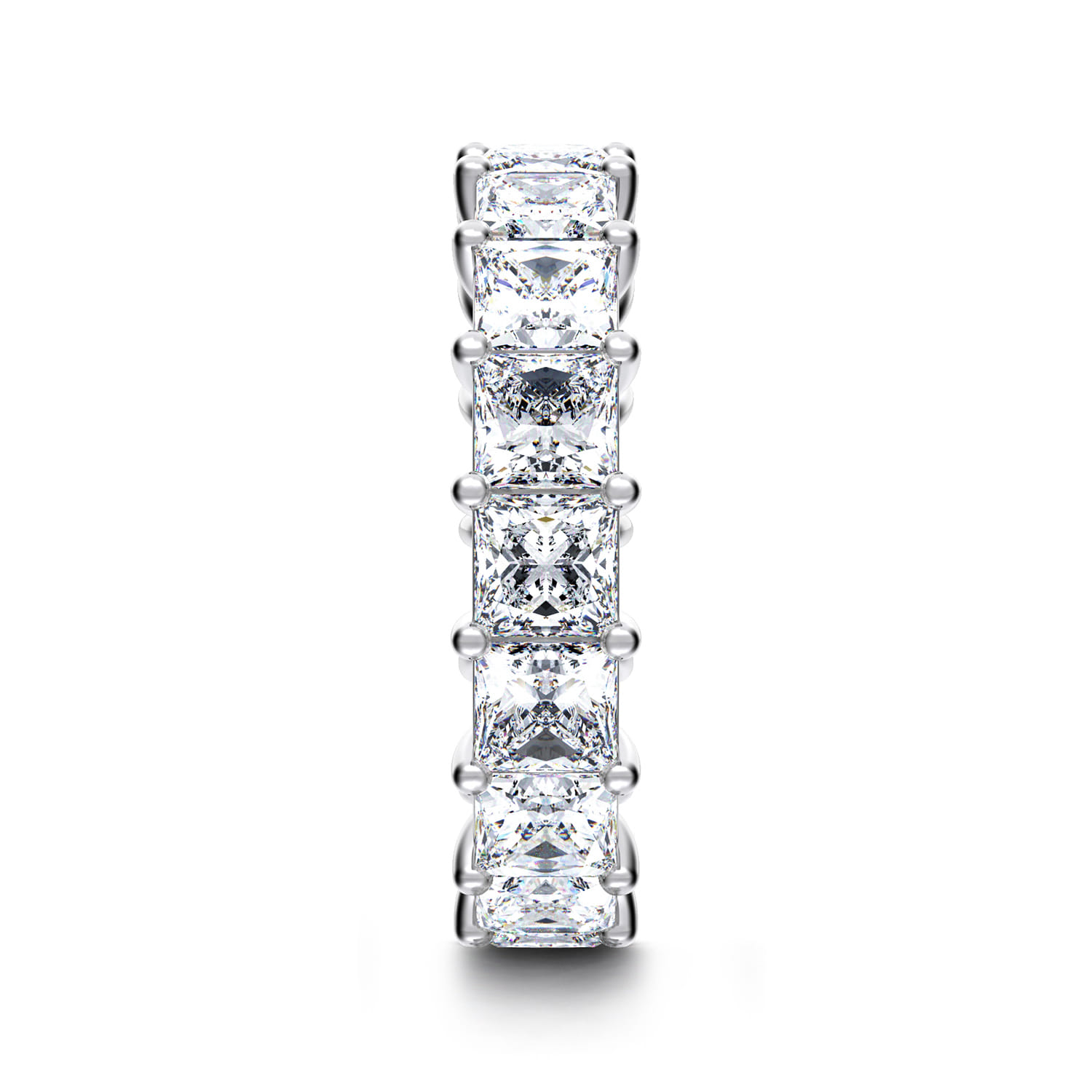 Eternity Band Wedding Ring in 14k White Gold with Princess Cut Natural Diamond at Gabriel & Co. - Shot 4