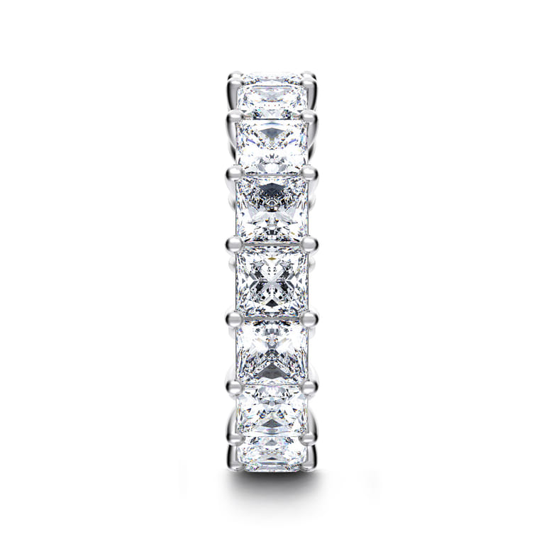 Eternity Band Wedding Ring in 14k White Gold with Princess Cut Natural Diamond at Gabriel & Co. - Shot 4