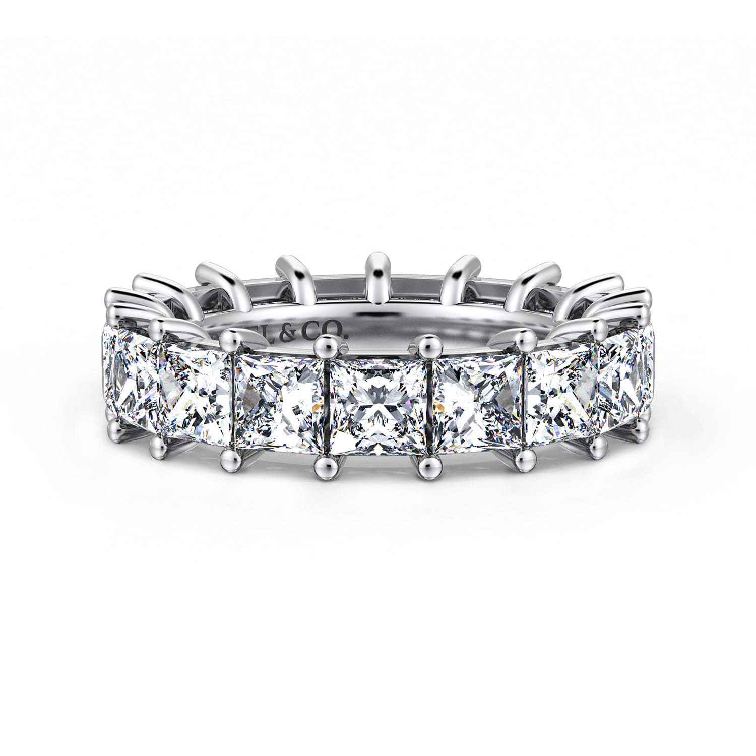 Eternity Band Wedding Ring in 14k White Gold with Princess Cut Natural Diamond at Gabriel & Co. - Shot 1
