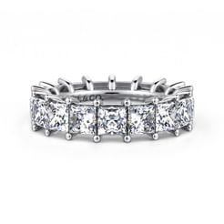 14K White Gold Princess Cut Shared Prong Diamond Eternity Band