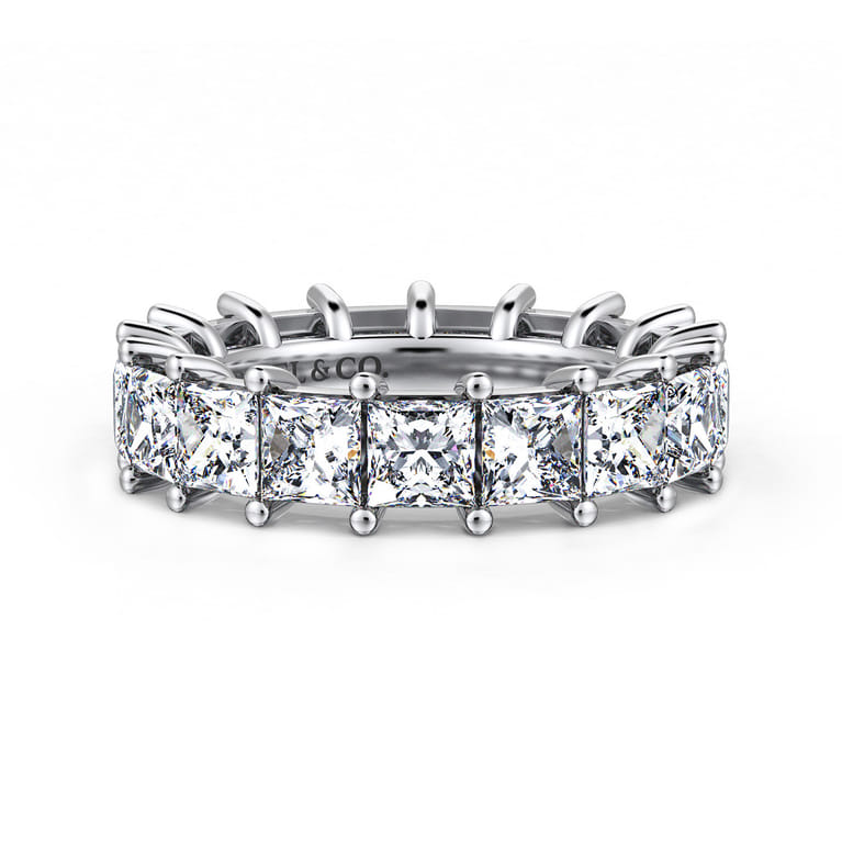 Eternity Band Wedding Ring in 14k White Gold with Princess Cut Natural Diamond at Gabriel & Co. - Shot 1