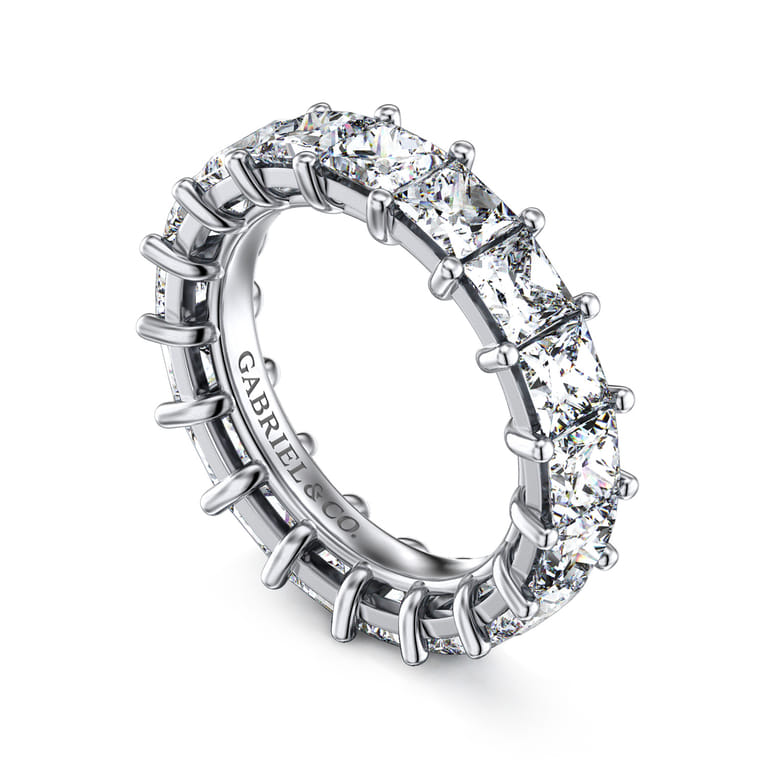 Eternity Band Wedding Ring in 14k White Gold with Princess Cut Natural Diamond at Gabriel & Co. - Shot 3