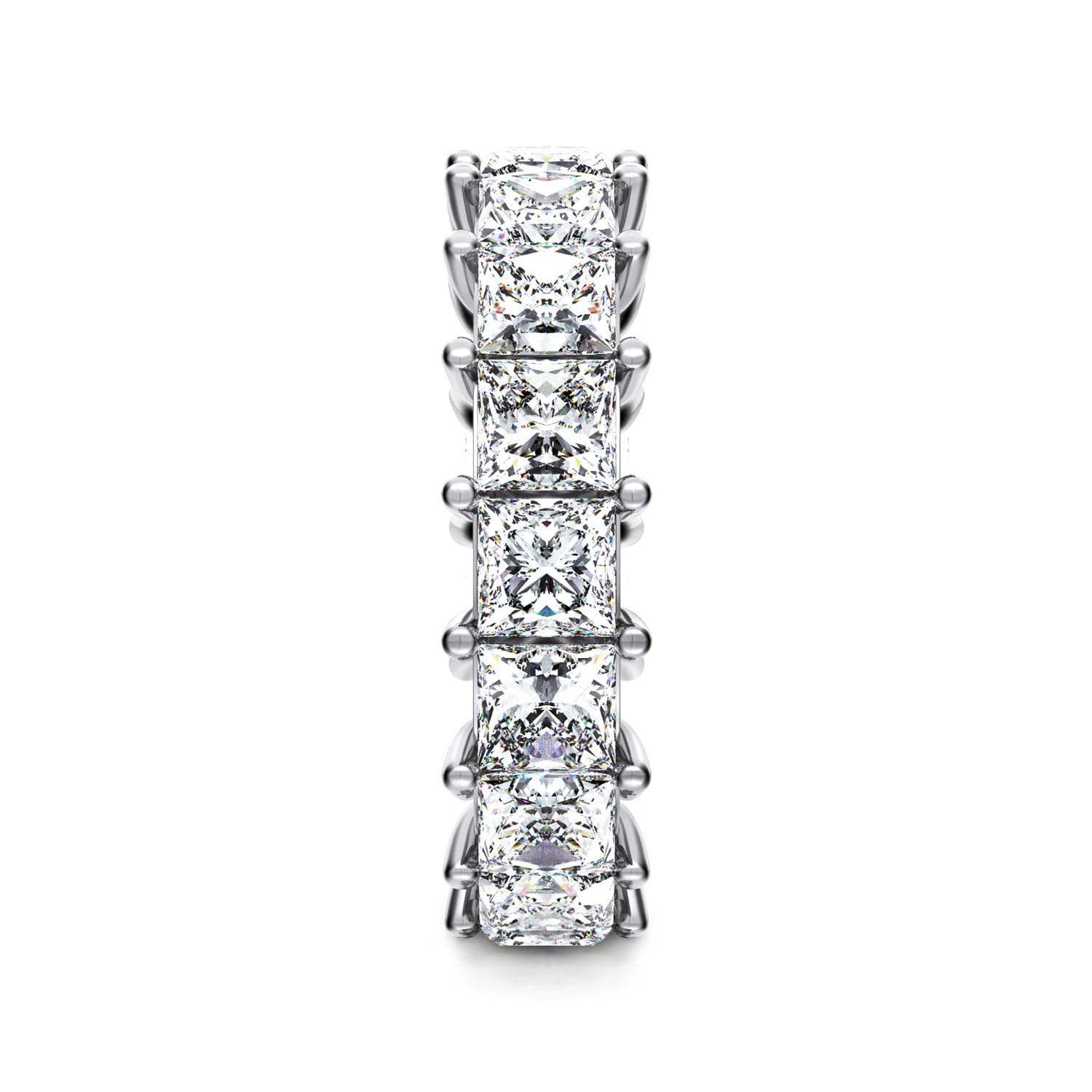Eternity Band Wedding Ring in 14k White Gold with Princess Cut Natural Diamond at Gabriel & Co. - Shot 4