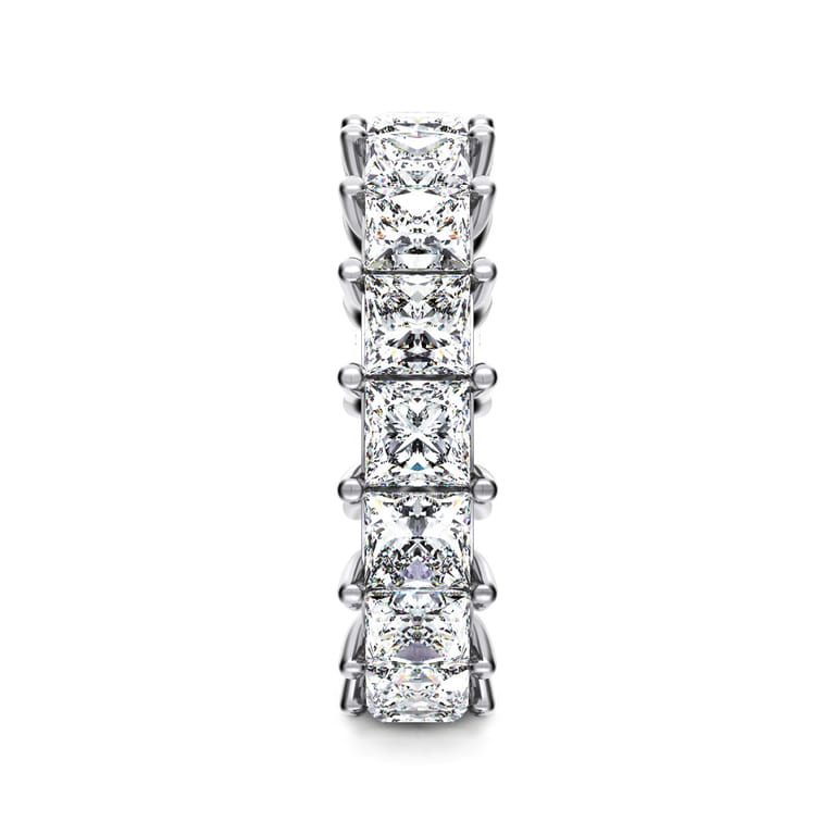 Eternity Band Wedding Ring in 14k White Gold with Princess Cut Natural Diamond at Gabriel & Co. - Shot 4