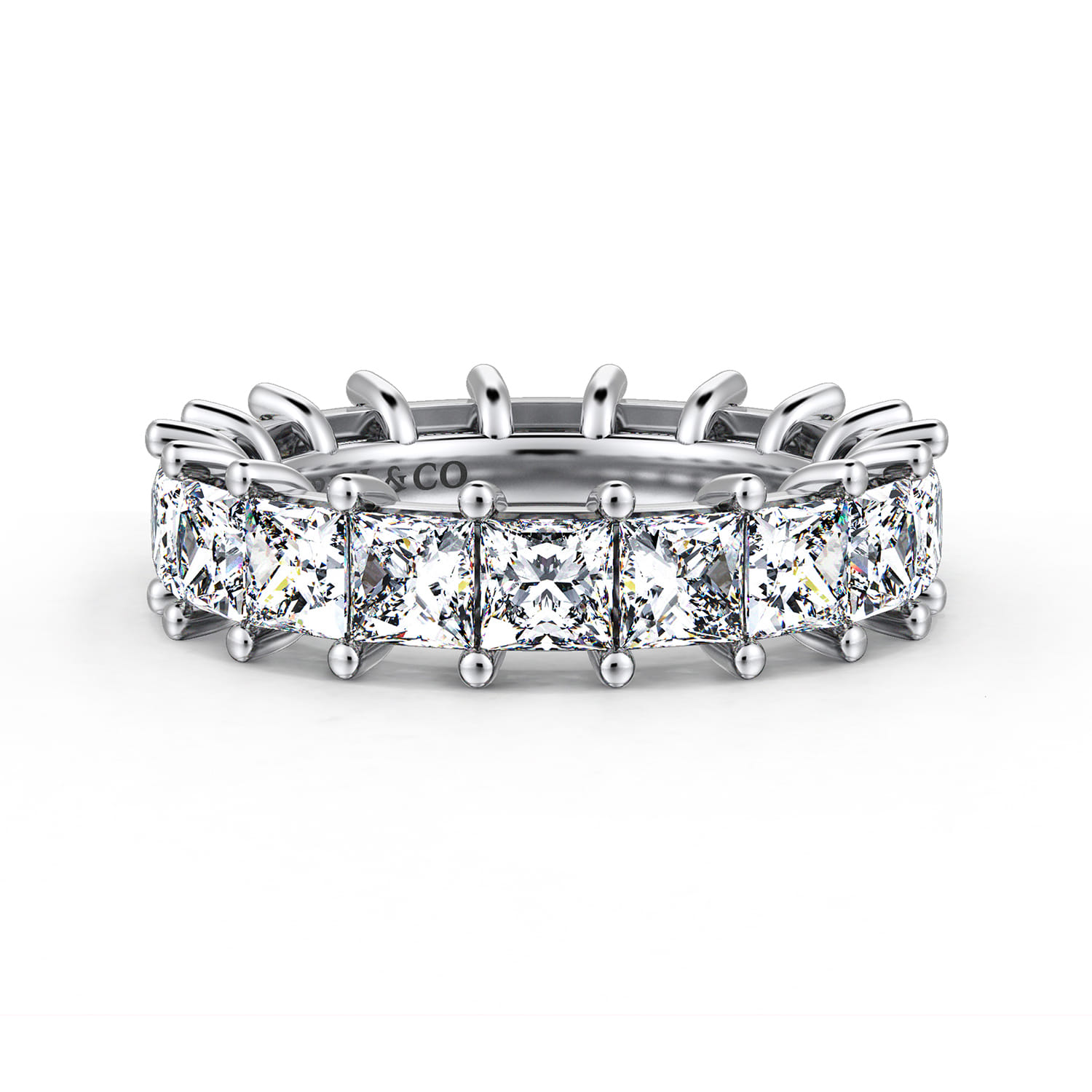 Eternity Band Wedding Ring in 14k White Gold with Princess Cut Natural Diamond at Gabriel & Co. - Shot 1