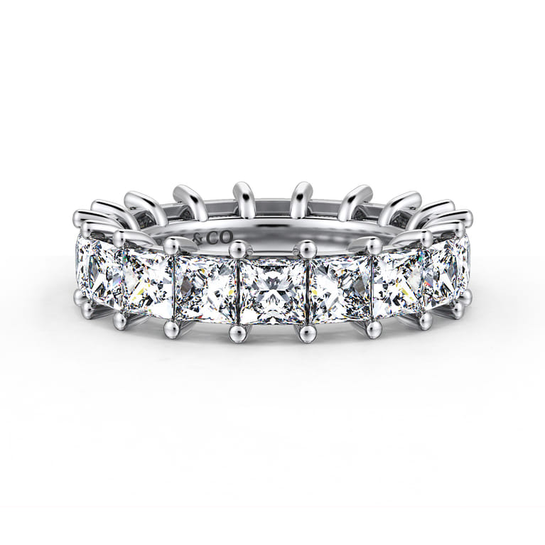 Eternity Band Wedding Ring in 14k White Gold with Princess Cut Natural Diamond at Gabriel & Co. - Shot 1